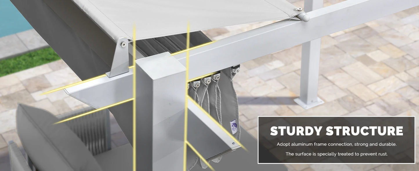 10' X 13' Outdoor Aluminum Heavy-Duty Retractable Pergola