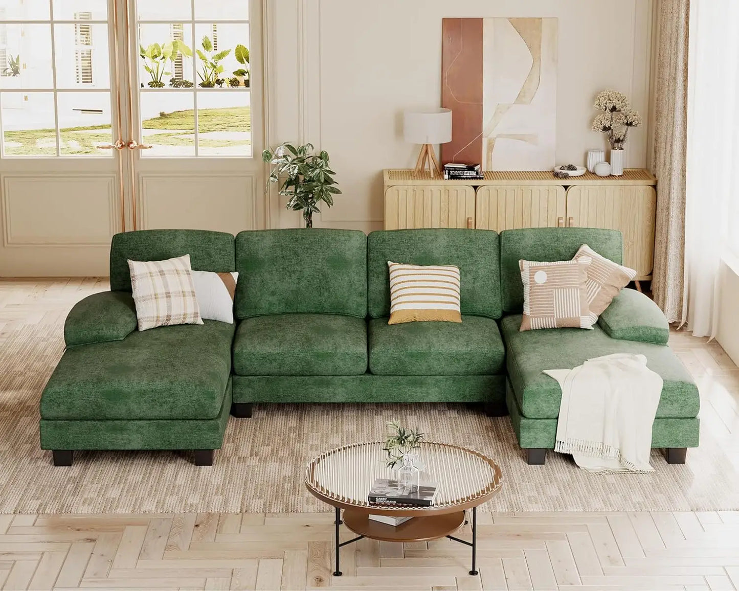 4 Seat Modern Sofa with Removable Pillows