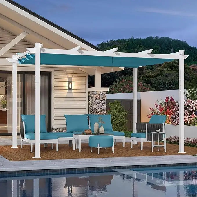 10' X 13' Outdoor Aluminum Heavy-Duty Retractable Pergola
