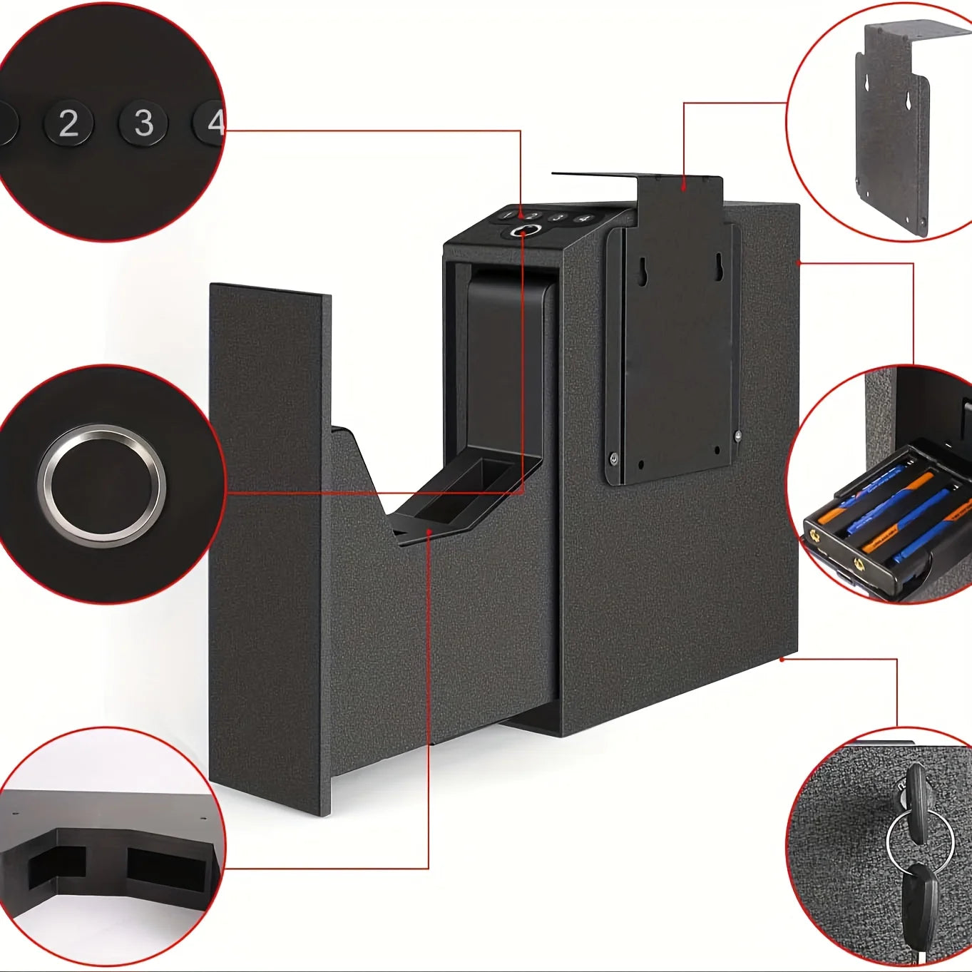Biometric Slider Handgun Gun Safe for Nightstand, Desk, Bed Side