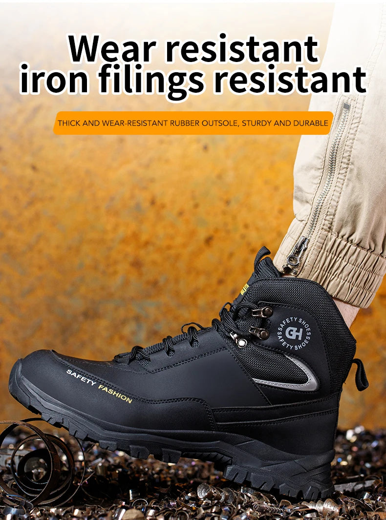 High Top Safety Shoes Men Steel Toe Work boots