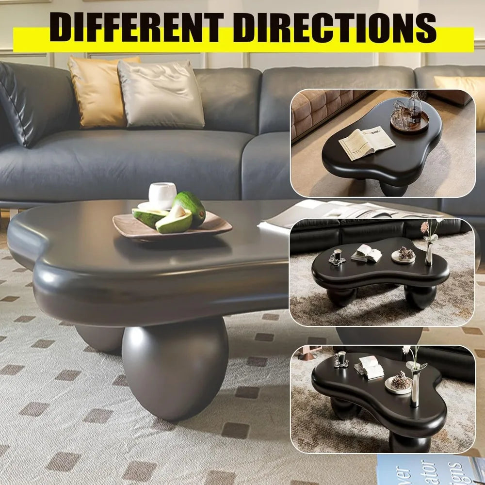 (47in) Modern Coffee Table Cloud Shape with 3 Oval Leg