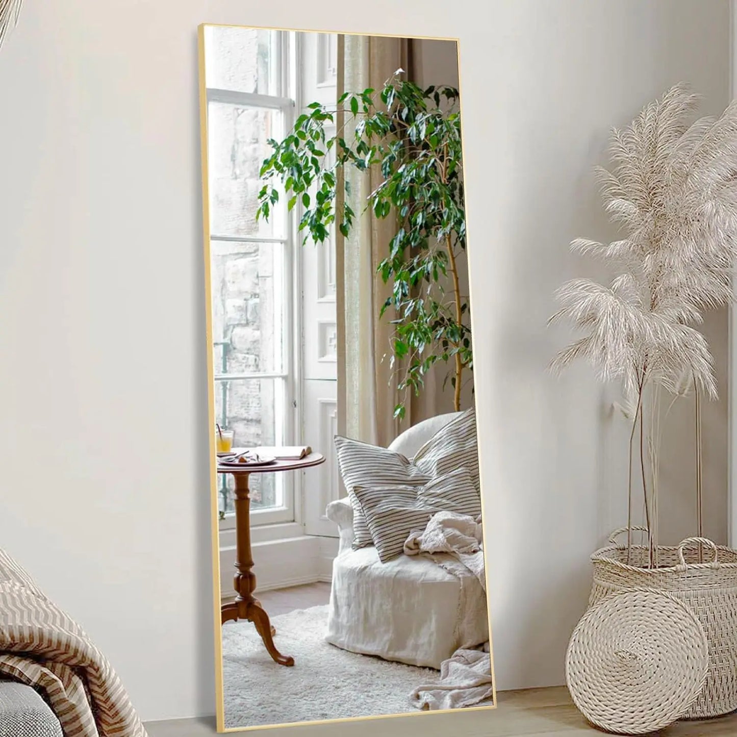 64"x21"Full Length body Mirror with Stand Full Length Aluminum Alloy