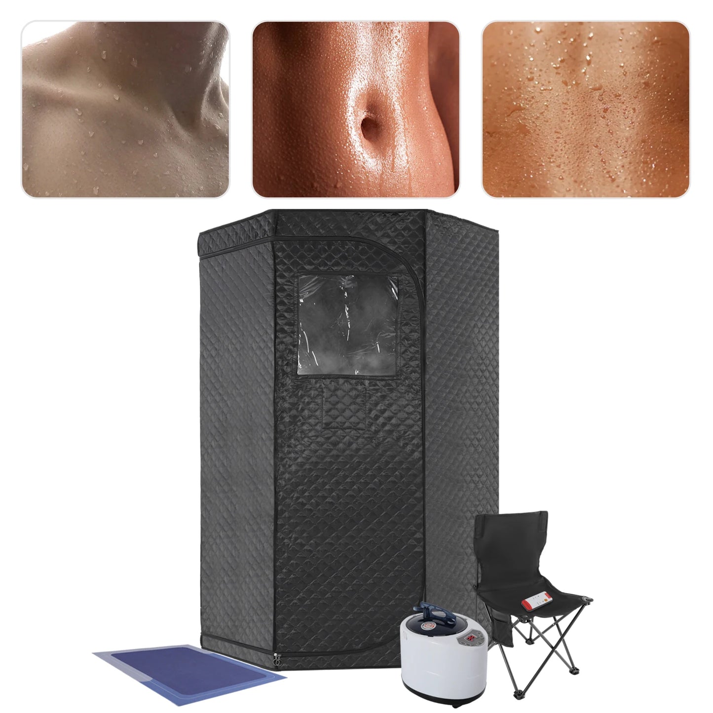Portable Steam Sauna for Home with Remote Control Folding Chair