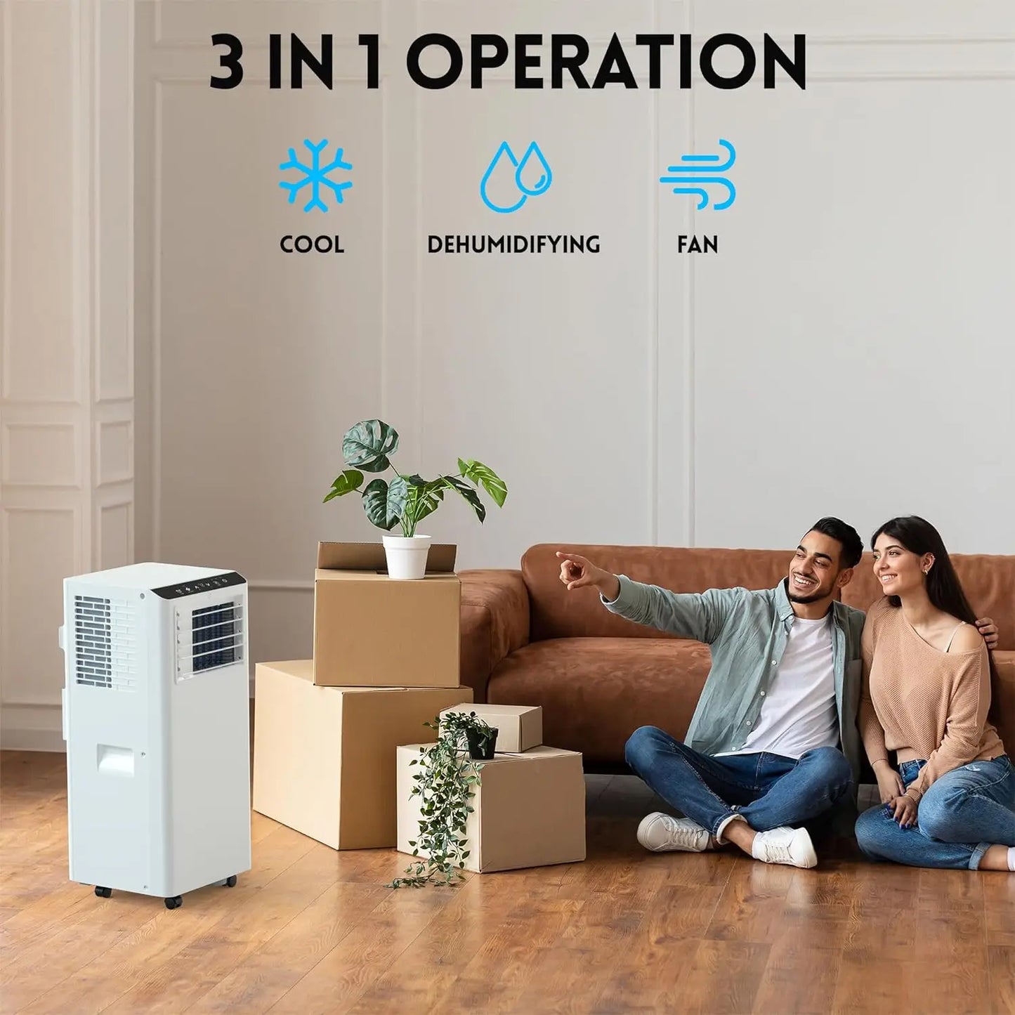8500 BTU Portable Air Conditioner with LCD Display Remote Control