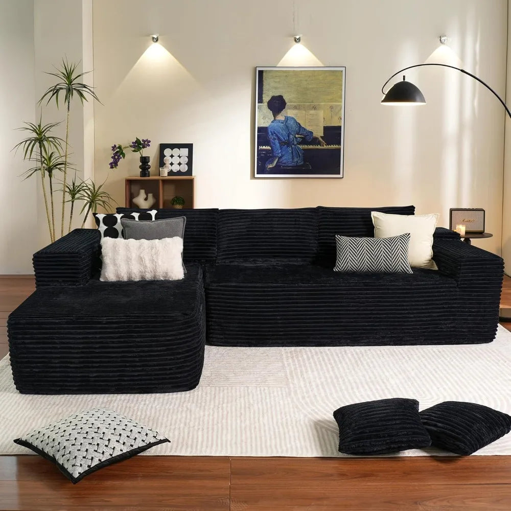 104" Cloud Sectional Couch with L-Shape Chaise and Deep Seating