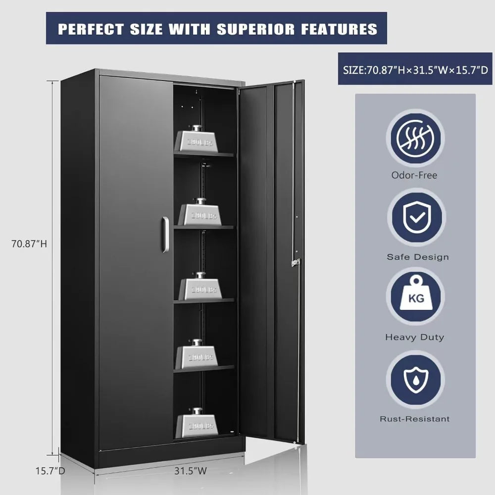 Metal Storage Cabinet with Adjustable Shelves