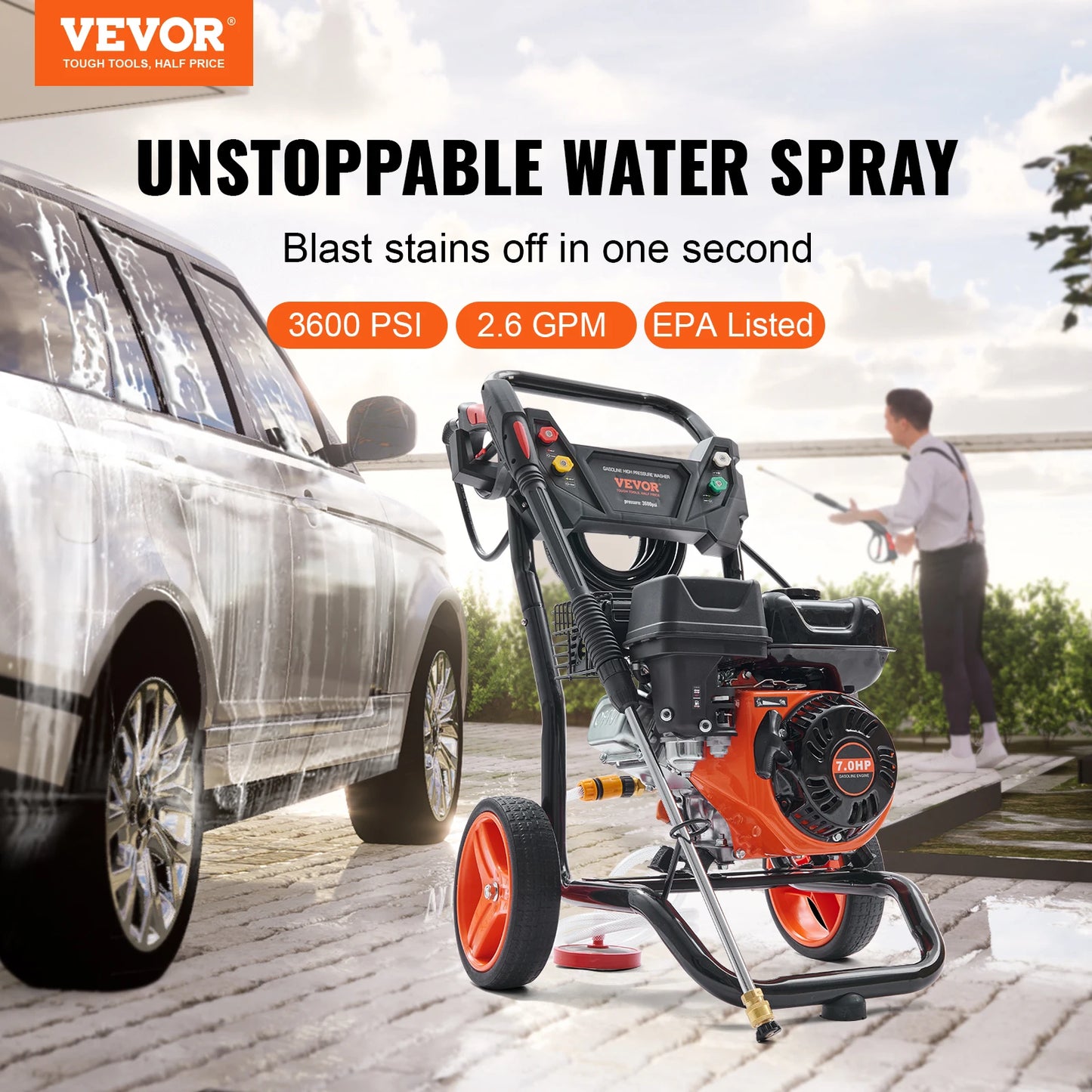 3600 PSI 2.6 GPM Gas Powered Pressure Washer