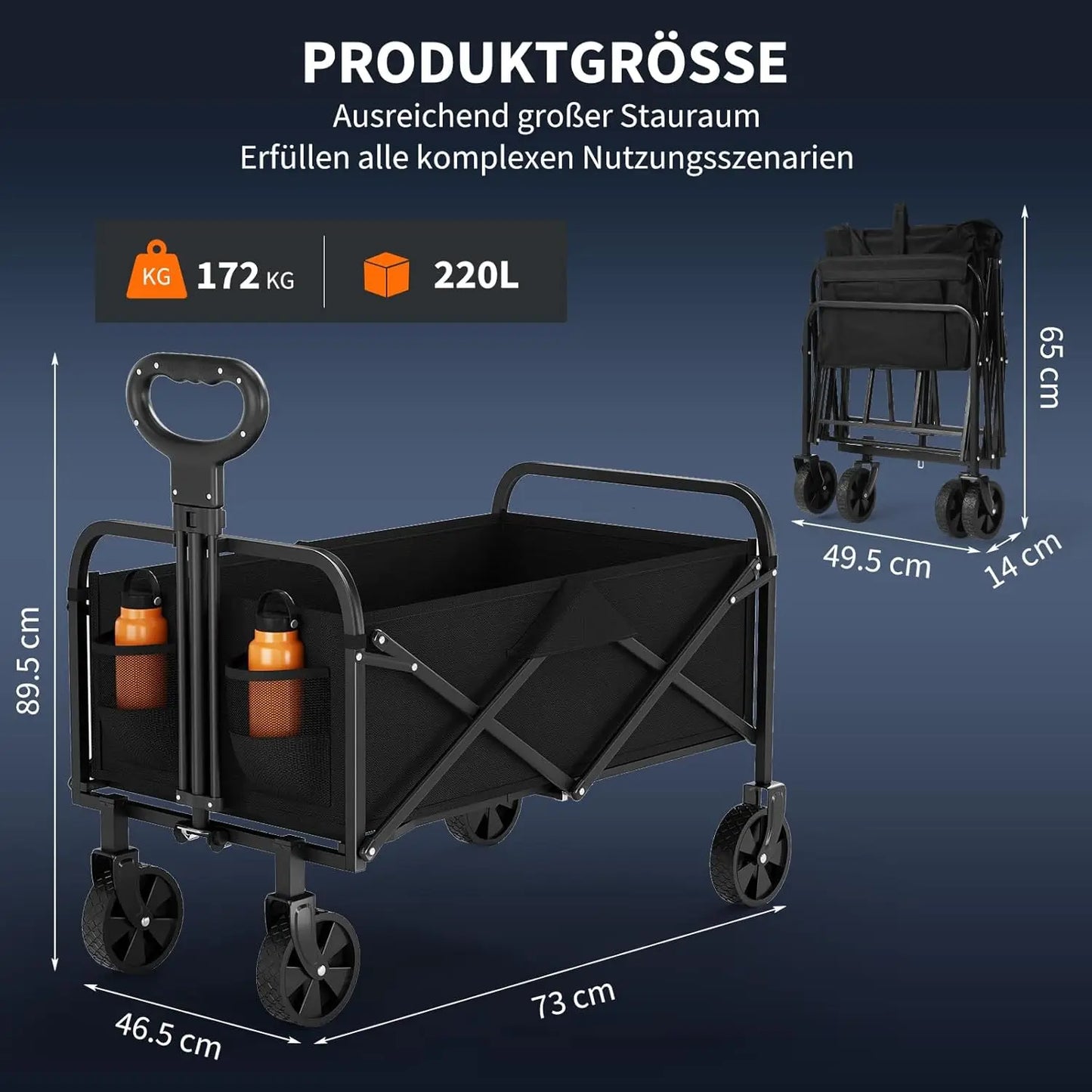 220 L Collapsible Beach Wagon Utility Garden Cart
