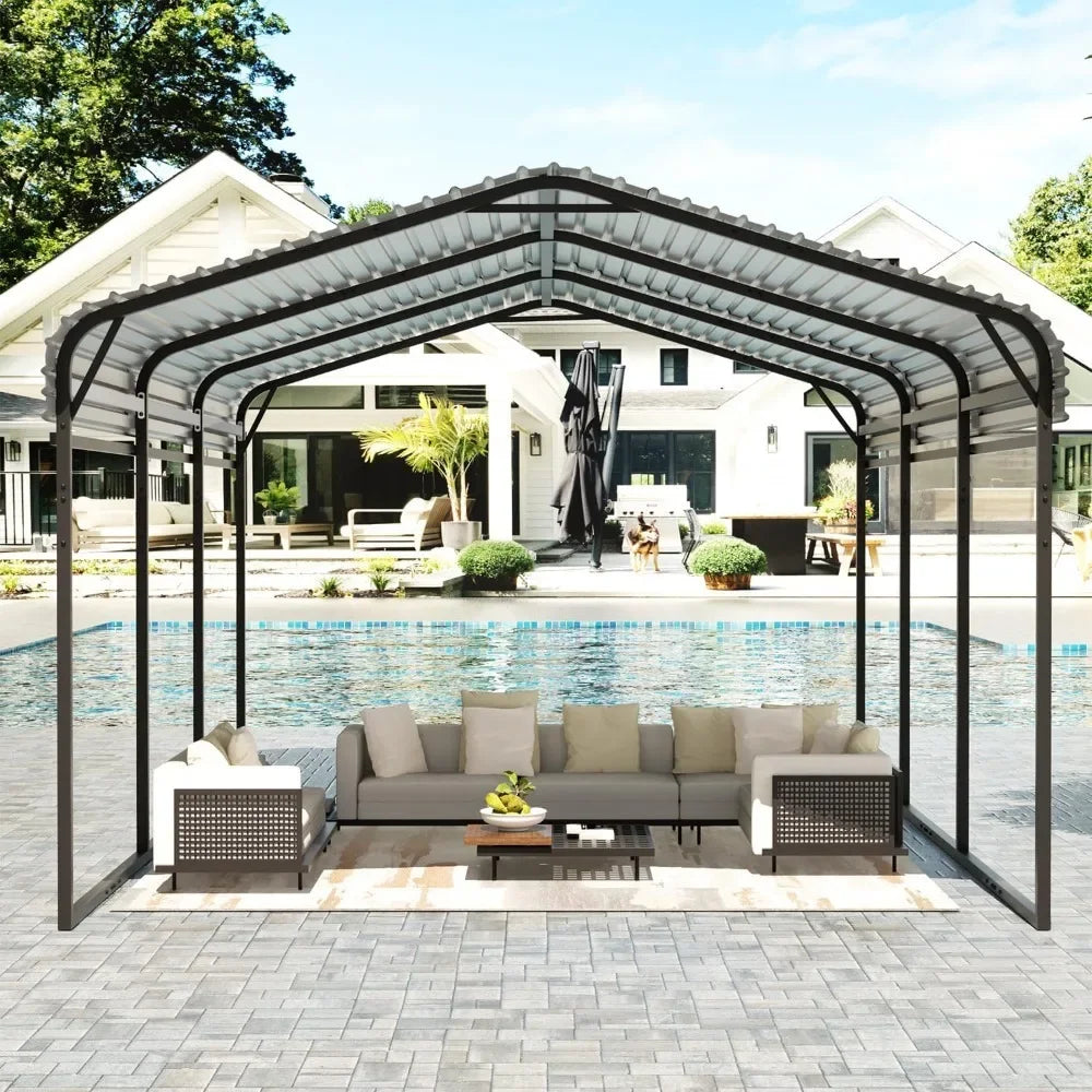 10 x 15 FT Heavy Duty Carports with Galvanized Steel Roof