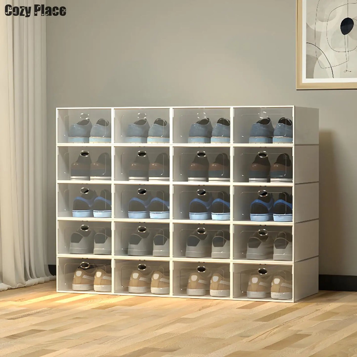 20pcs Shoes Transparent Cabinet Organizer