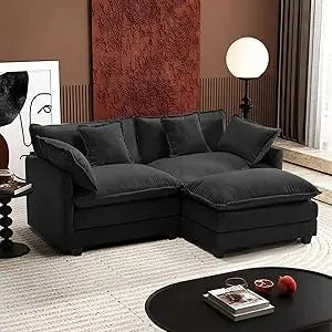 77" L Shaped Modern 3-seated Sofa Modular Sectional with Ottoman
