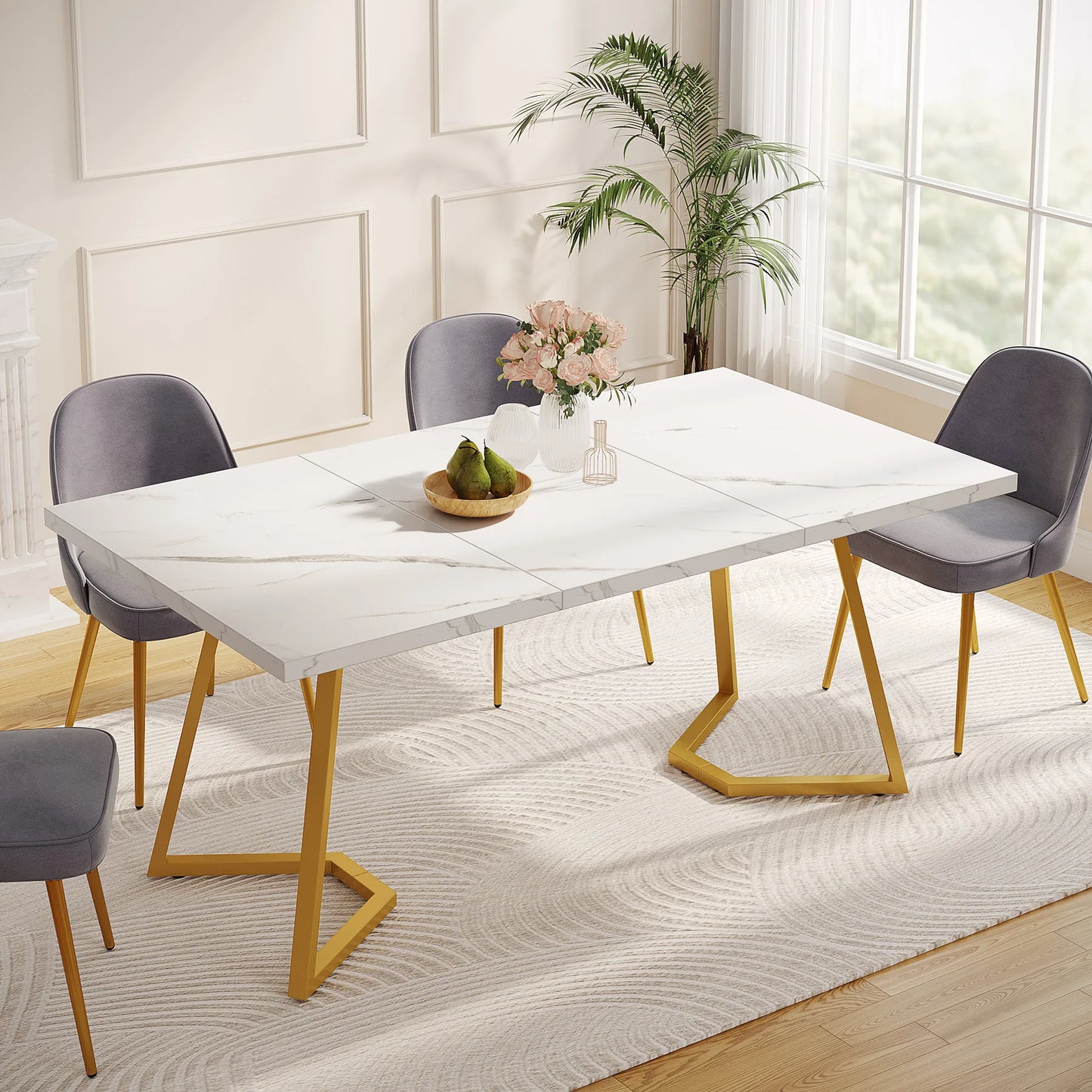 63-Inch Rectangular Dining Table for 4 to 6 people