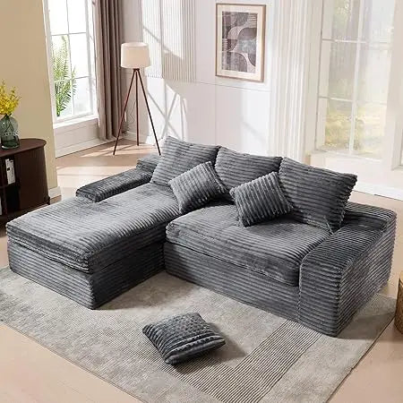 99" Corduroy Oversized Memory Foam L Shape Sofa