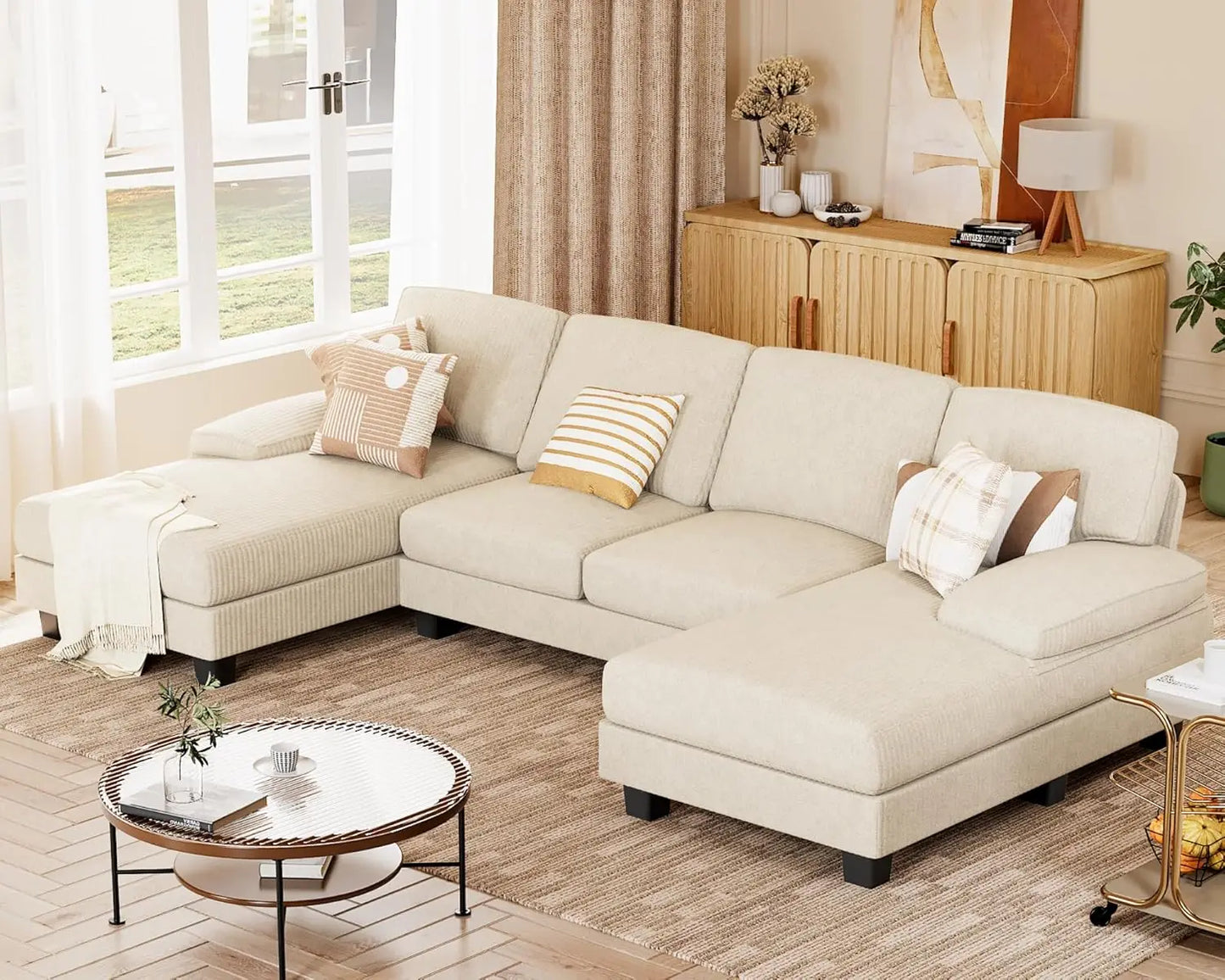 4 Seat Modern Sofa with Removable Pillows
