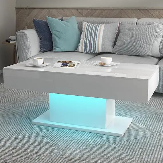 Modern High Glossy Wooden Coffee Tables with 16 Colors LED lights