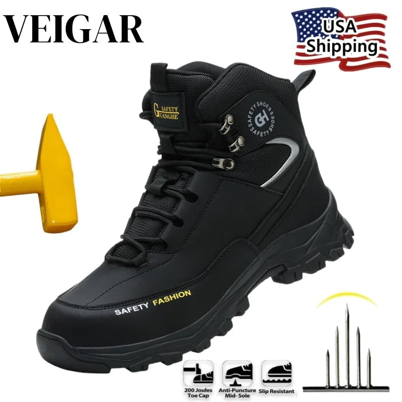 High Top Safety Shoes Men Steel Toe Work boots