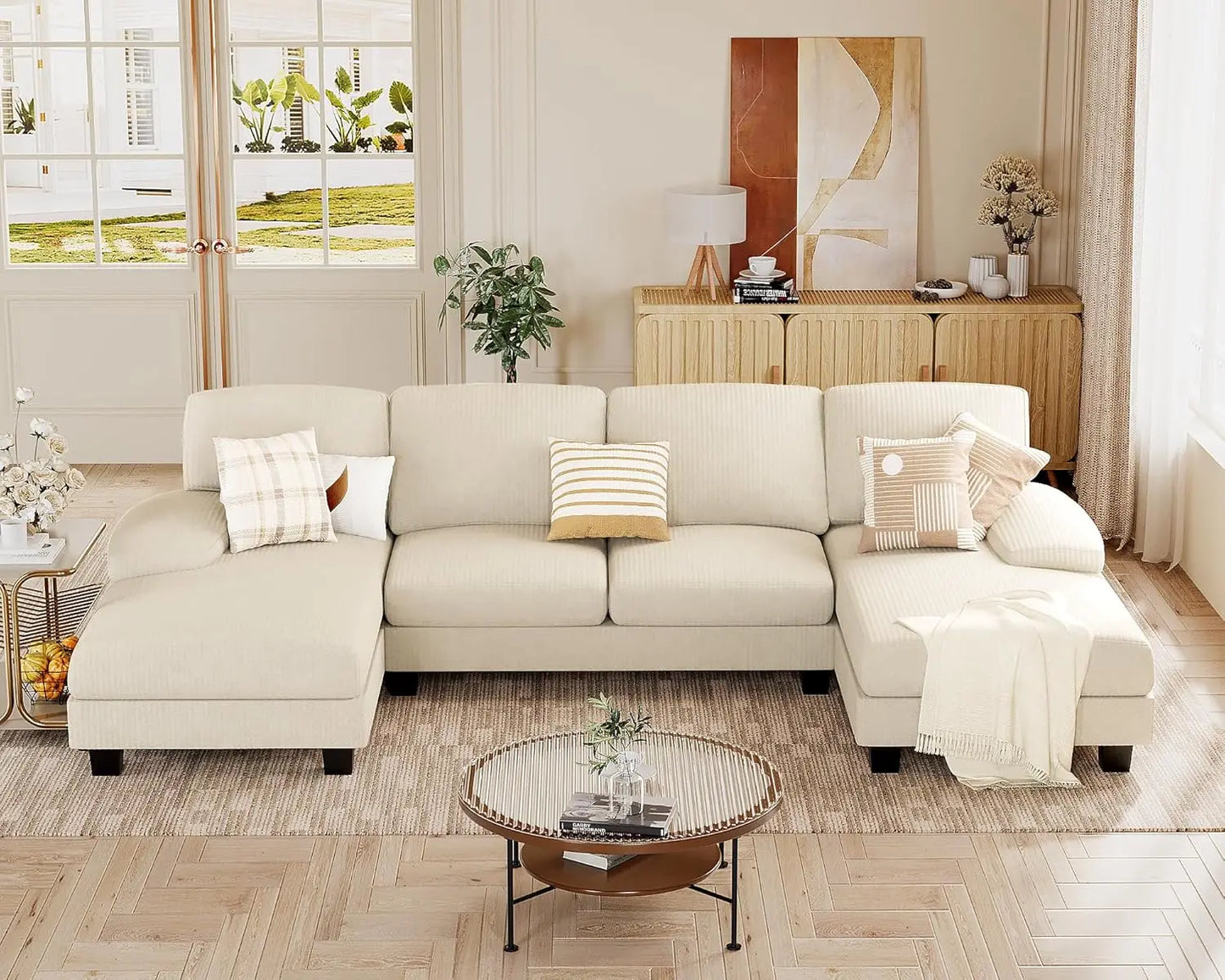 4 Seat Modern Sofa with Removable Pillows