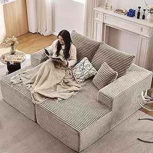 Oversized Chaise Lounge Sofa Bed with Throw Pillows and Armrests