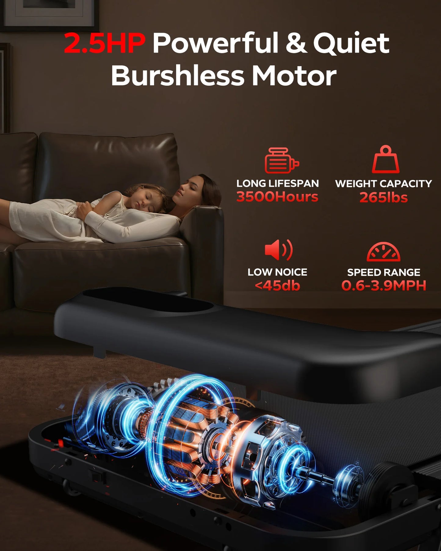 2.5 HP Incline Triple Knee Protection, with App and Remote Controls