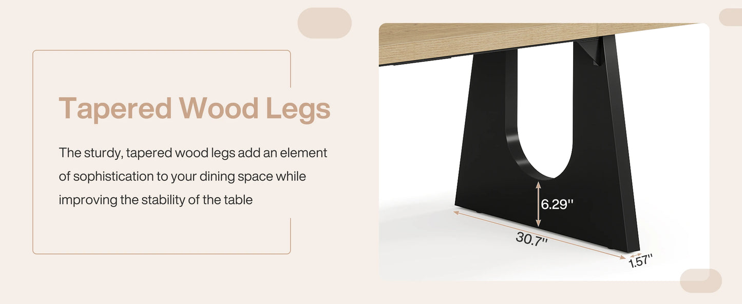 70.9-Inch Wood Rustic Rectangular Table with Black Wooden Legs