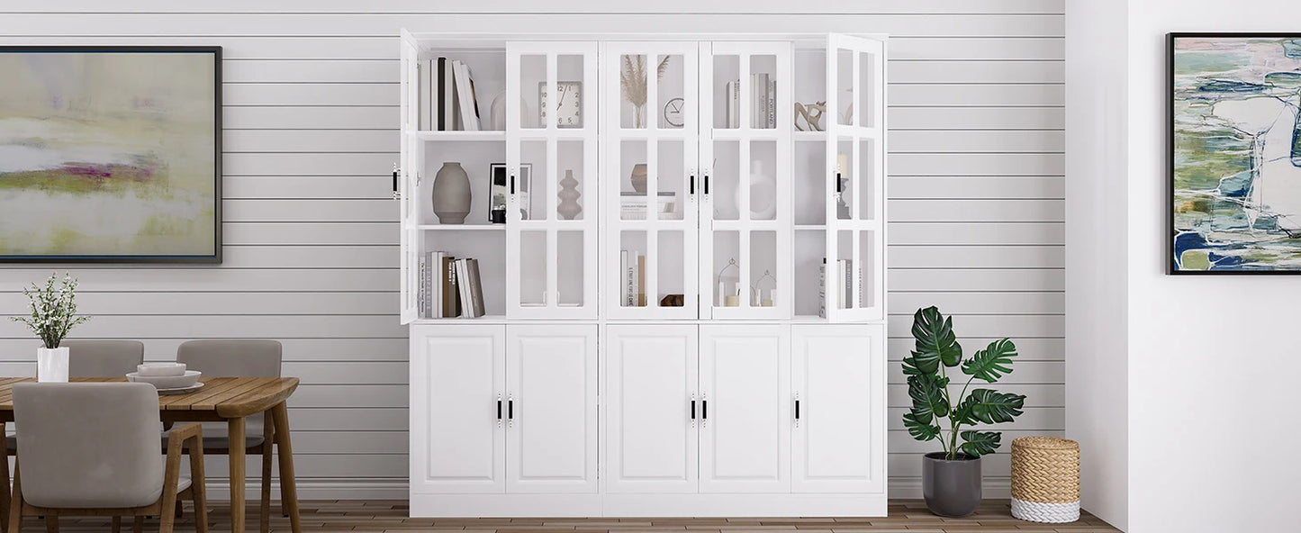 78.7" Tall Kitchen Pantry Storage Cabinet with Glass Doors