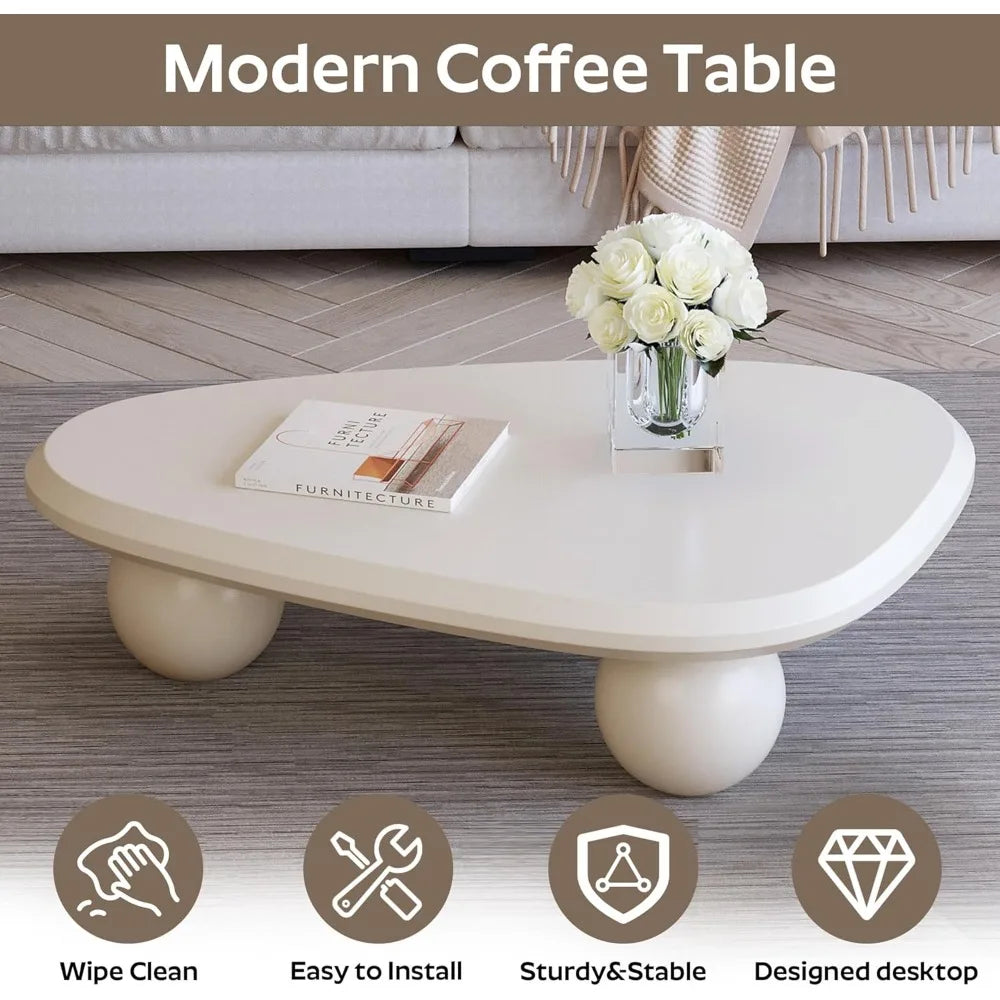 Irregular Coffee Table with 3 Round Legs