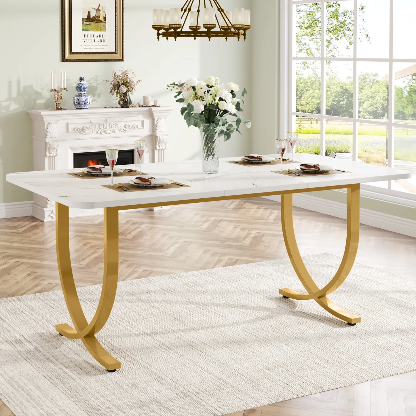 63-Inch Rectangular Dining Table for 4 to 6 people