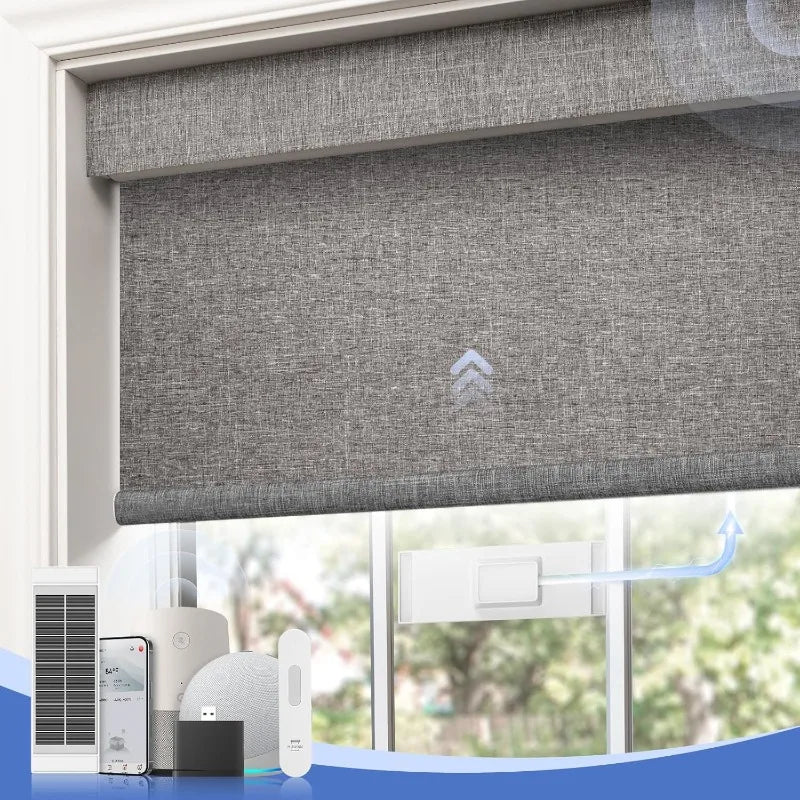 Blackout Smart Roller Blinds Solar Panel Include Electric Cordle