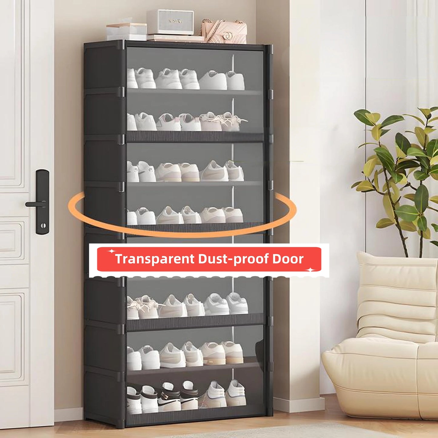 Multi-layer Shoe Cabinet Organizer with Clear Lid