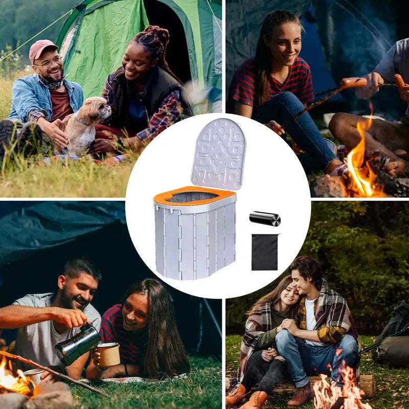 Folding Portable Potty Car Toilet With 15 Trash Bags