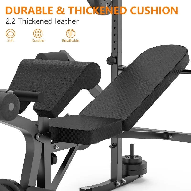 600lbs 6 in 1 Adjustable Weight Bench Set with Leg Extension