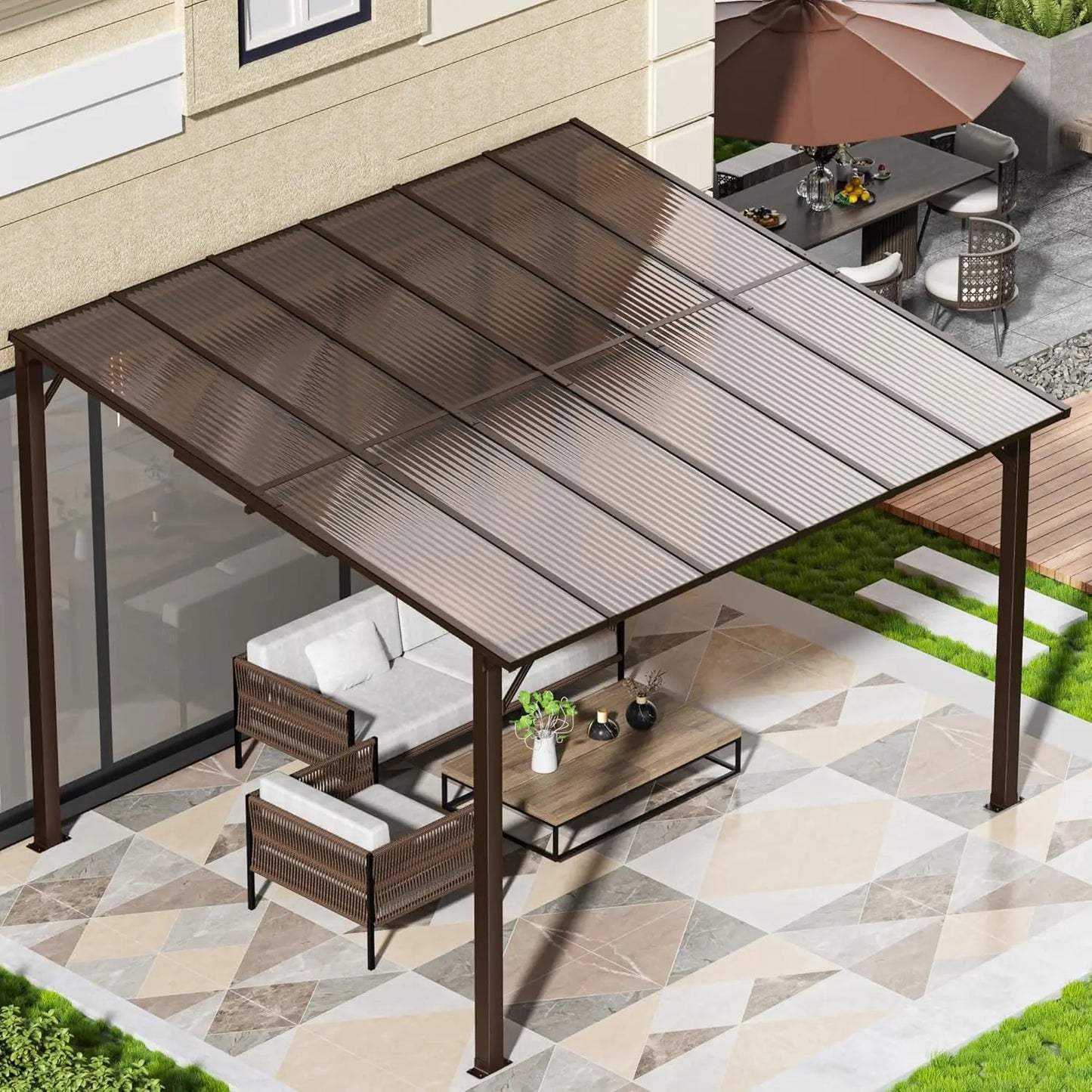 10x14 FT Wall Mounted Gazebos Canopy Awnings