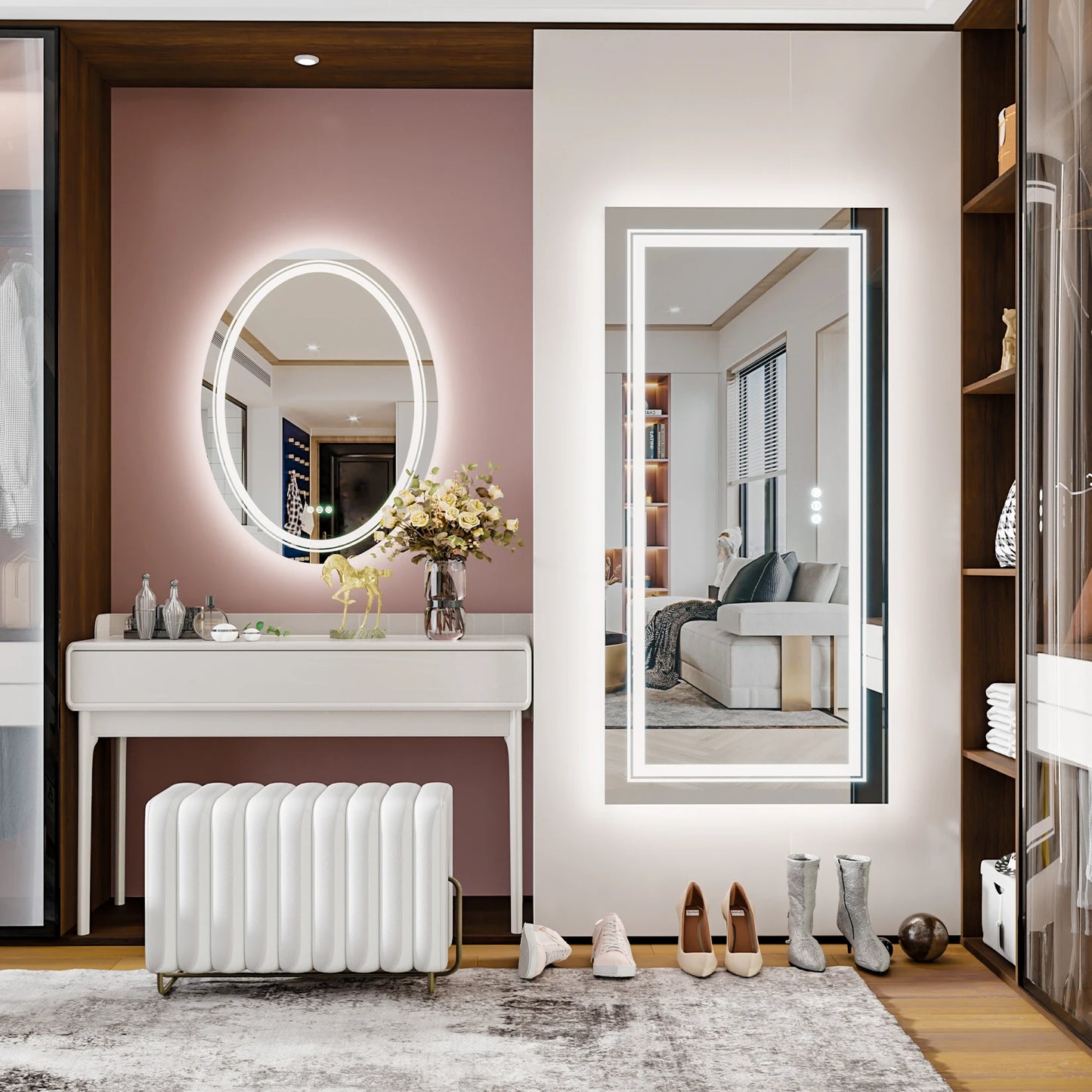 Extra Large Rectangle Bathroom Mirror LED Vanity Dimmable Backlit Anti-Fog