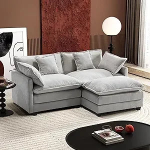 77" L Shaped Modern 3-seated Sofa Modular Sectional with Ottoman