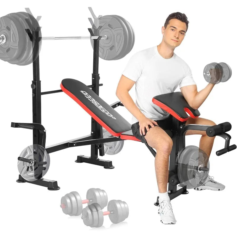 660lbs 6 in 1 Weight Bench Set with Squat Rack
