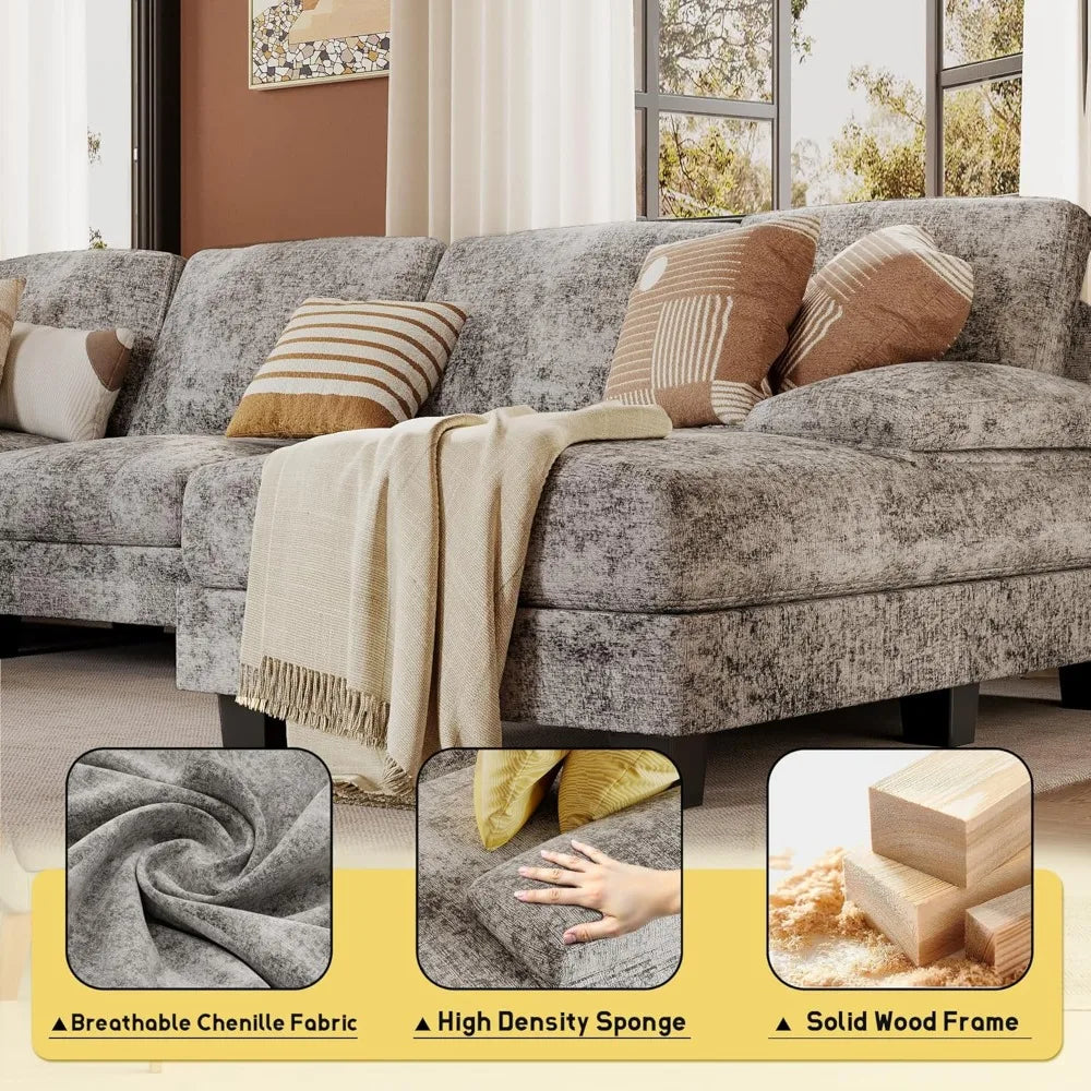 4 Seat Modern Sofa with Removable Pillows