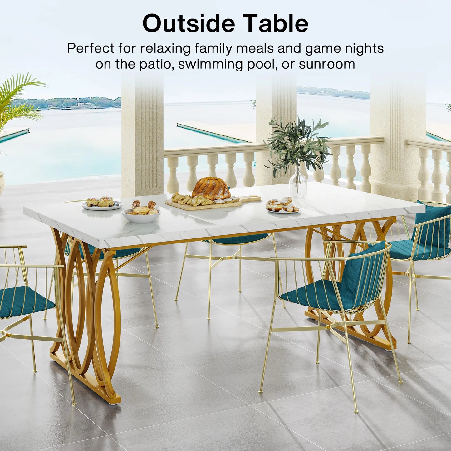 63-Inch Rectangular Dining Table for 4 to 6 people