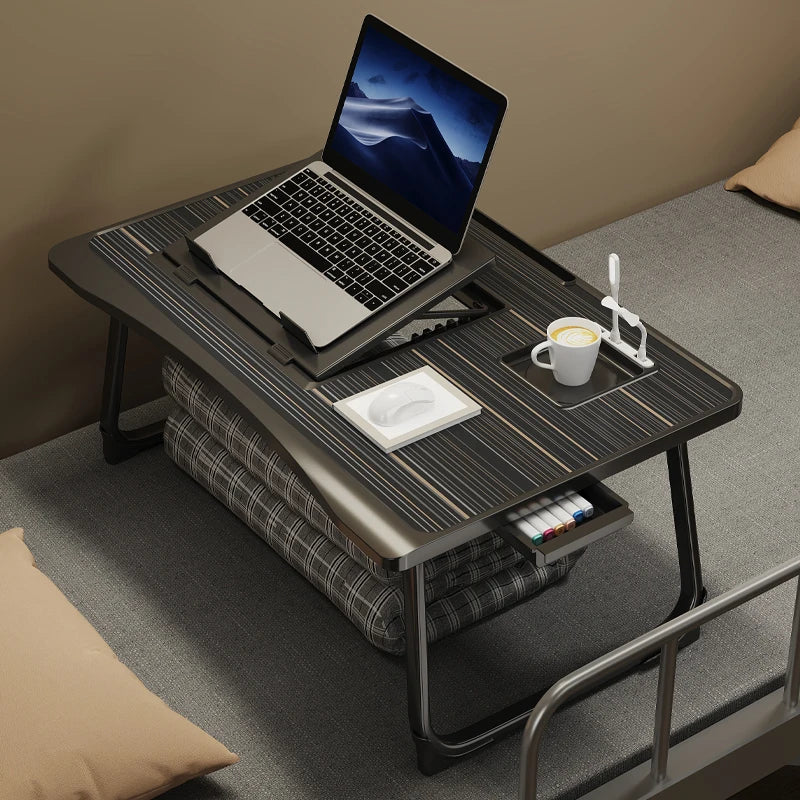 Foldable laptop desk with sturdy desk drawers
