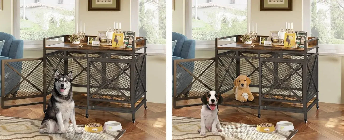 Heavy Duty Dogs Furniture Indoor Wire Dog Cage with Caster Wheels