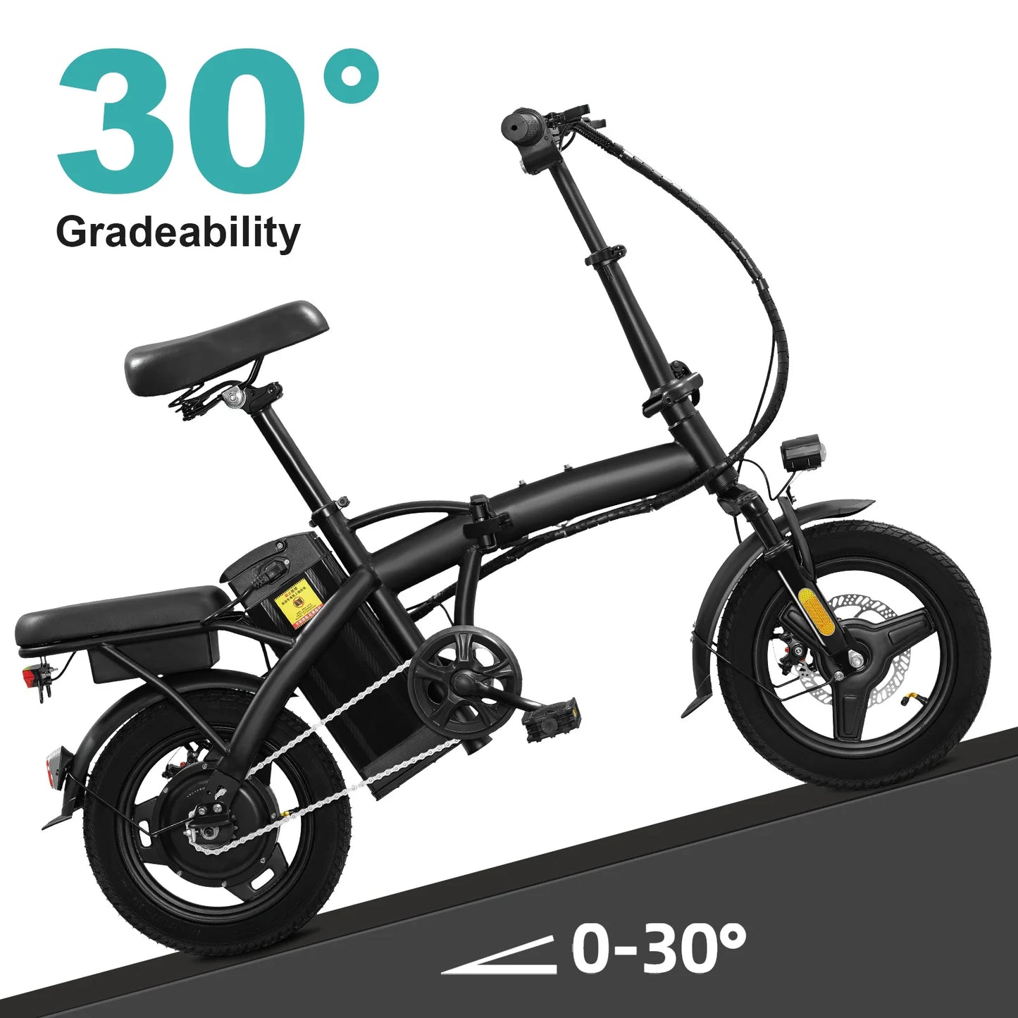 400W dual disc brake adult foldable electric bicycle 22-mile range 20MPH