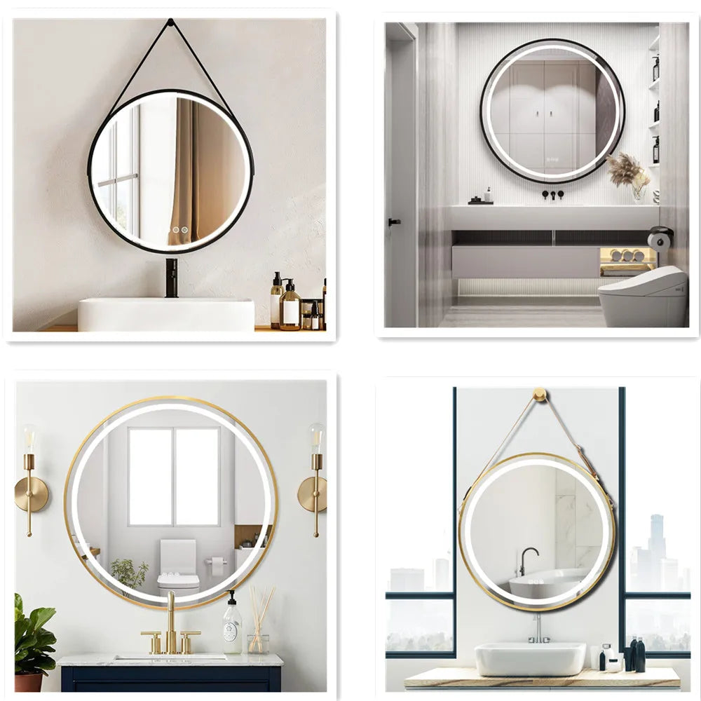 Bathroom Dimmable Fogless Mirror with Detachable Rope
