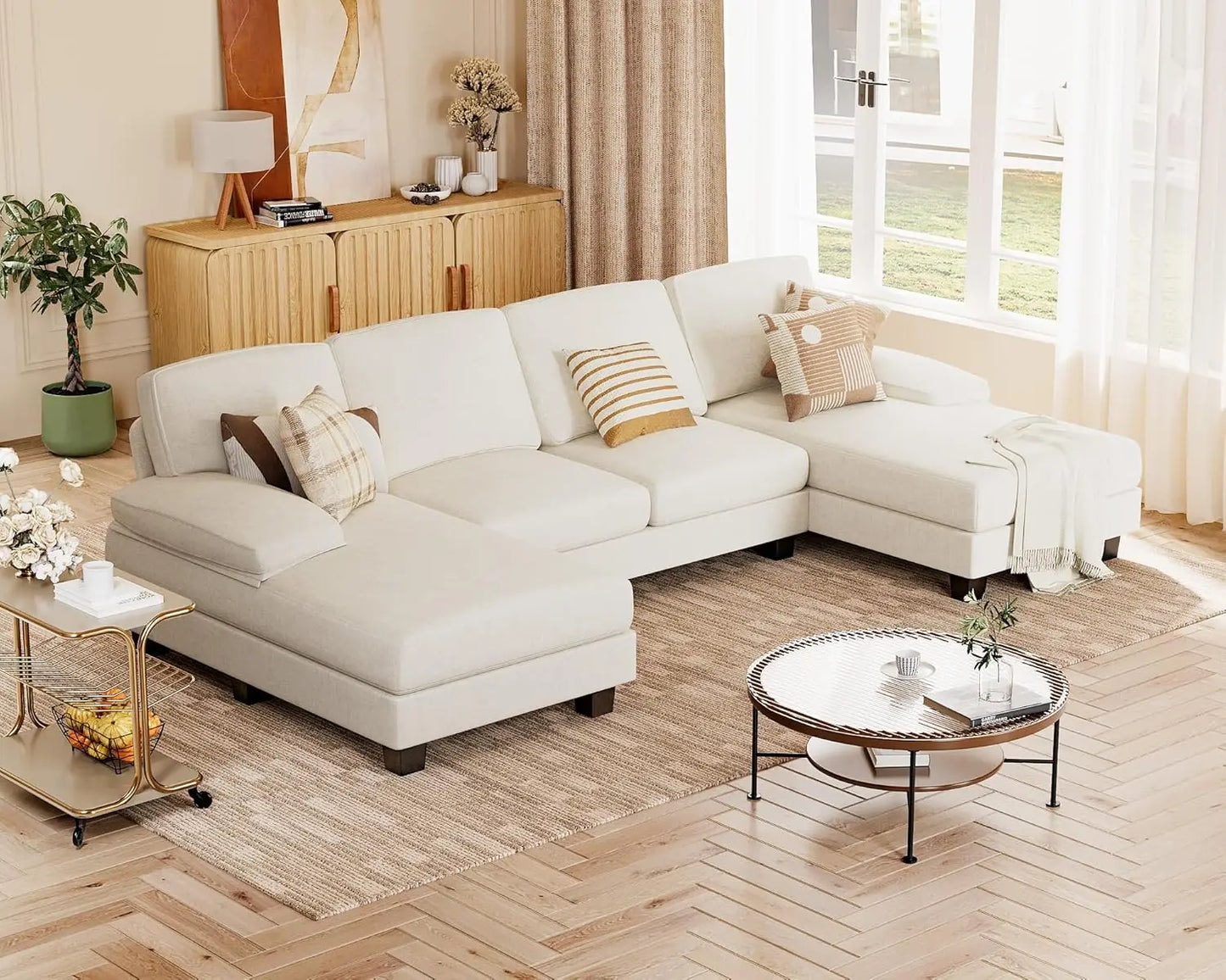 4 Seat Modern Sofa with Removable Pillows