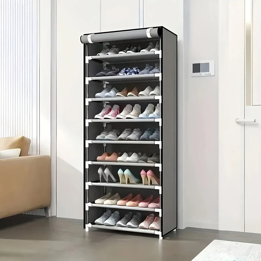 10-Layer Sturdy Shoe Rack - Holds 18-22 Pairs