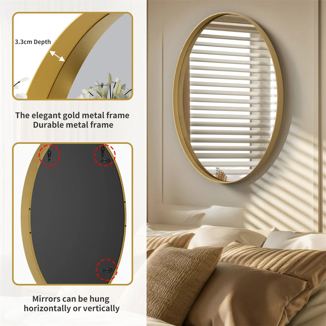 Brushed Gold Mirror with Metal Frame