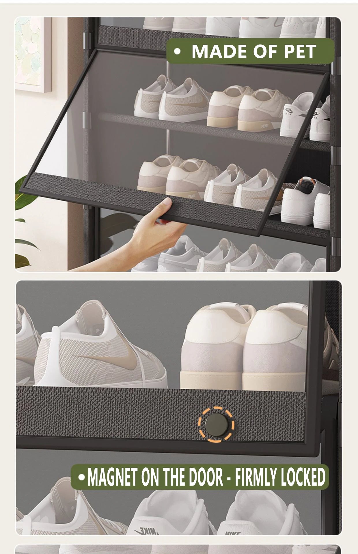 Multi-layer Shoe Cabinet Organizer with Clear Lid