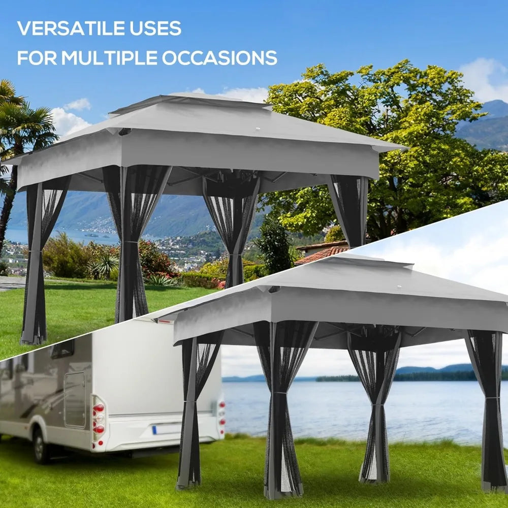 11' x 11'Outdoor Patio Gazebo Shelter with Removable Zipper Netting,