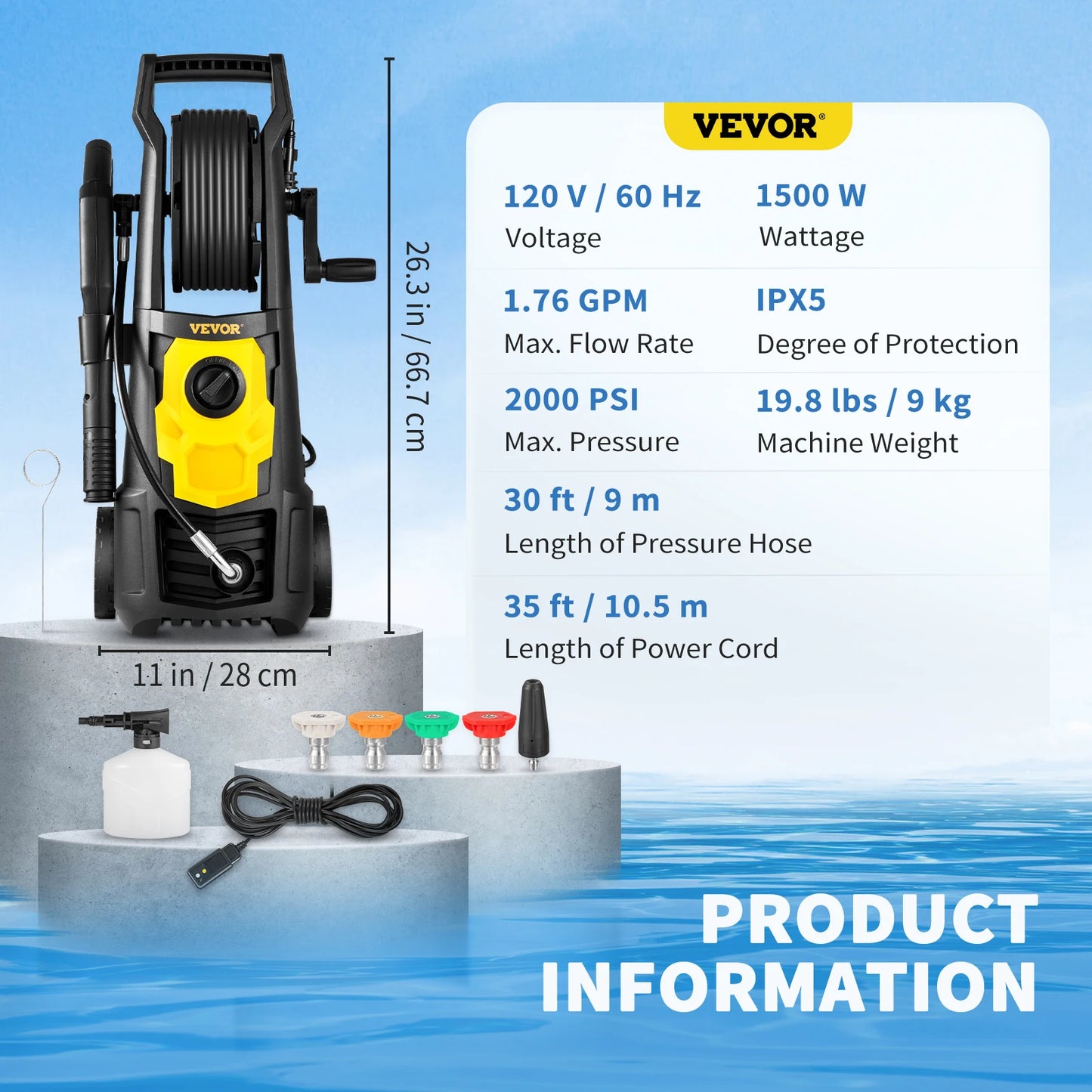 Electric Pressure Washer Power with Quick Connect Nozzles