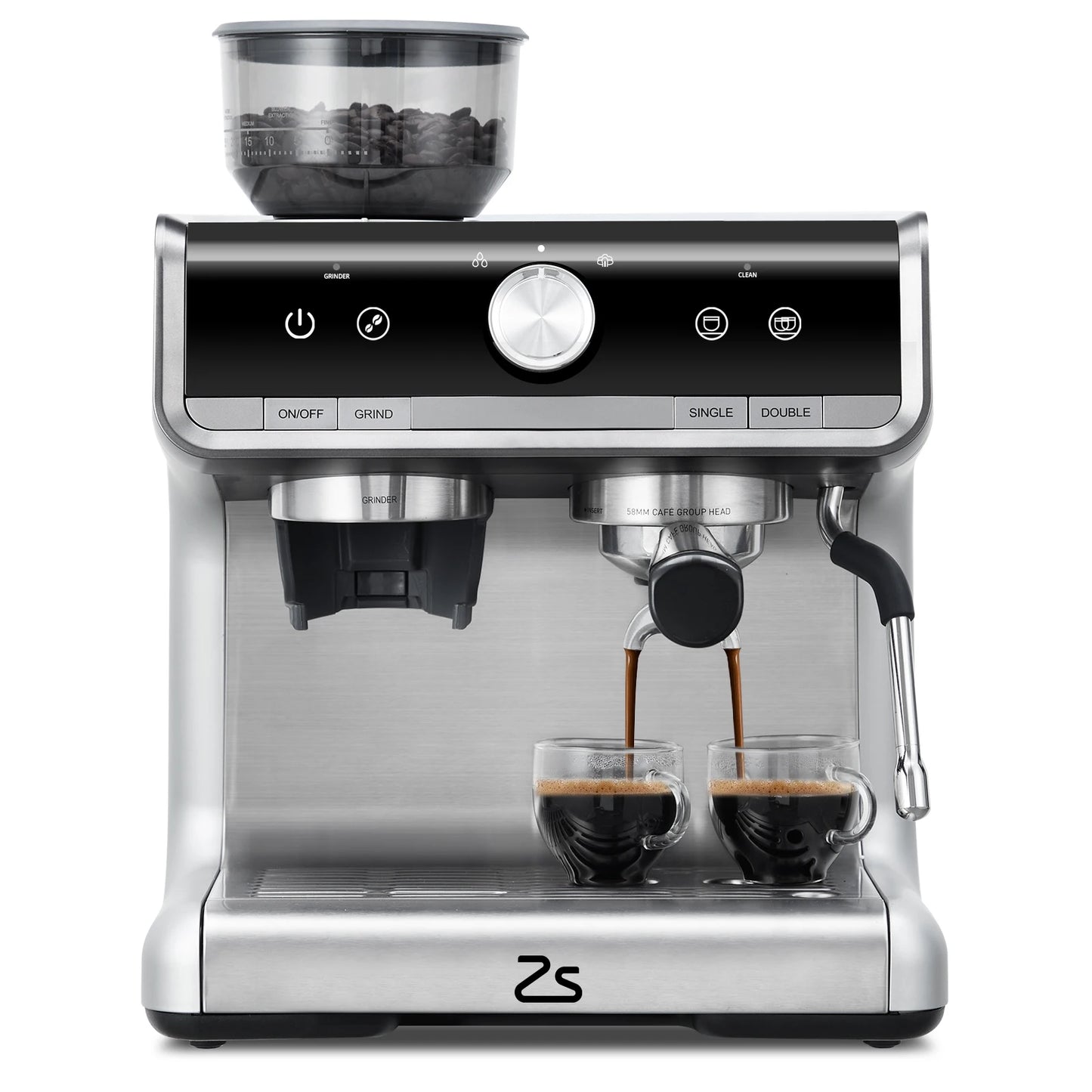 Espresso Machine with Grinder with Milk Frothier Steam Wand