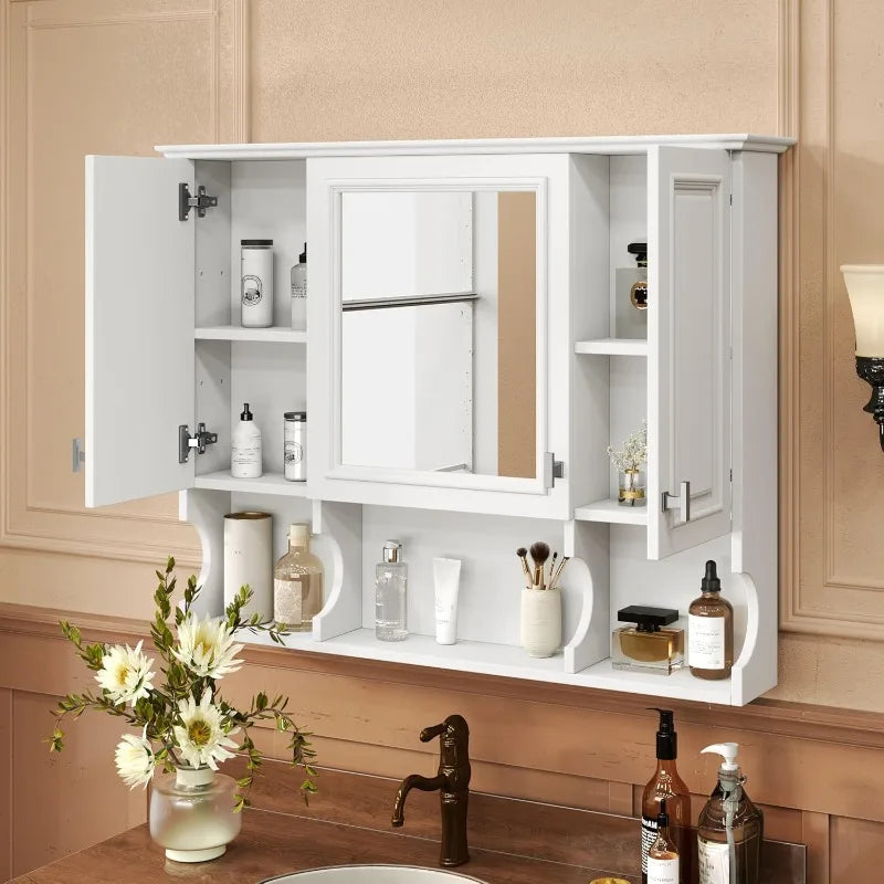 Medicine Cabinet with 3 Doors and Adjustable Shelfs